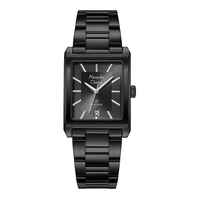 Alexandre Christie Primo Steel AC 1039 MD BIPDG Tank Men Black Dial Black  Stainless Steel Strap