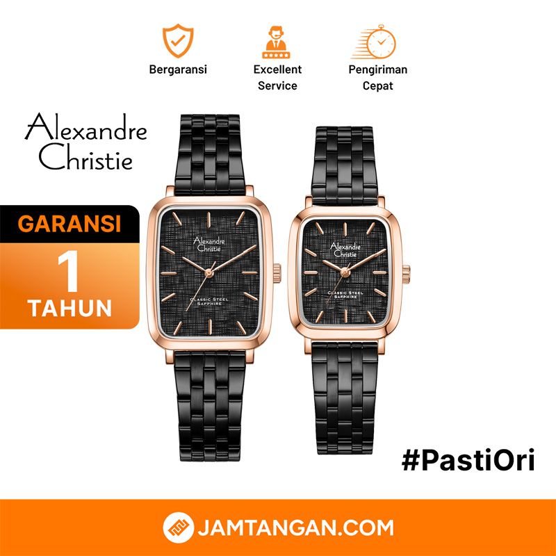 Alexandre Christie Classic Steel AC 8699 BBRBA-1 Couple Sapphire
