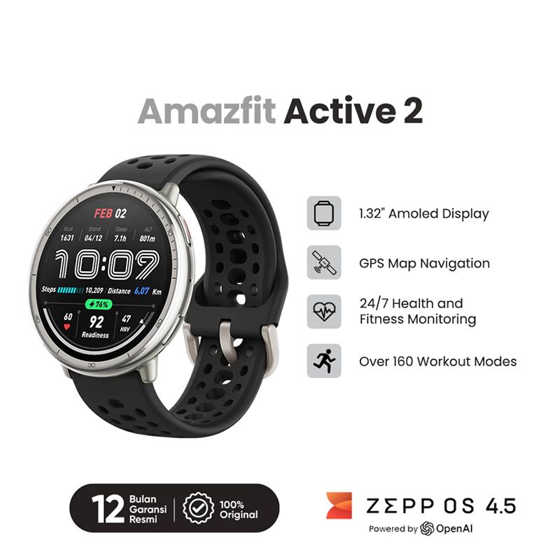Amazfit Active Round W2437GL7N GPS 44mm Sapphire 160+ Sport Mode