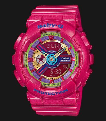 Casio Baby-G BA110 Series Anadigi Neon Color Pink x