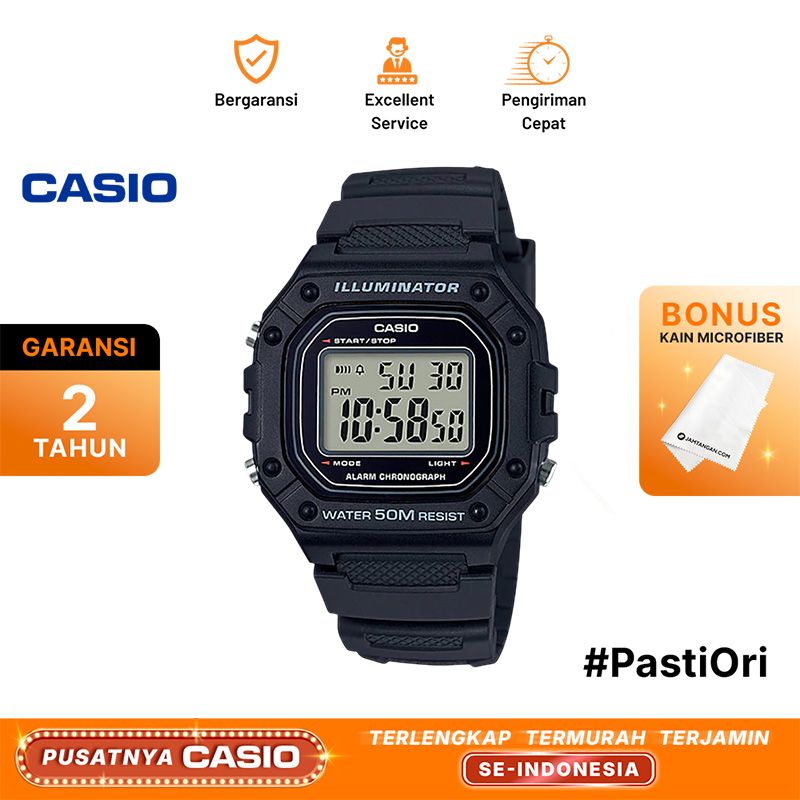 Casio General W-218H-1AVDF Digital Dial Black Resin Band