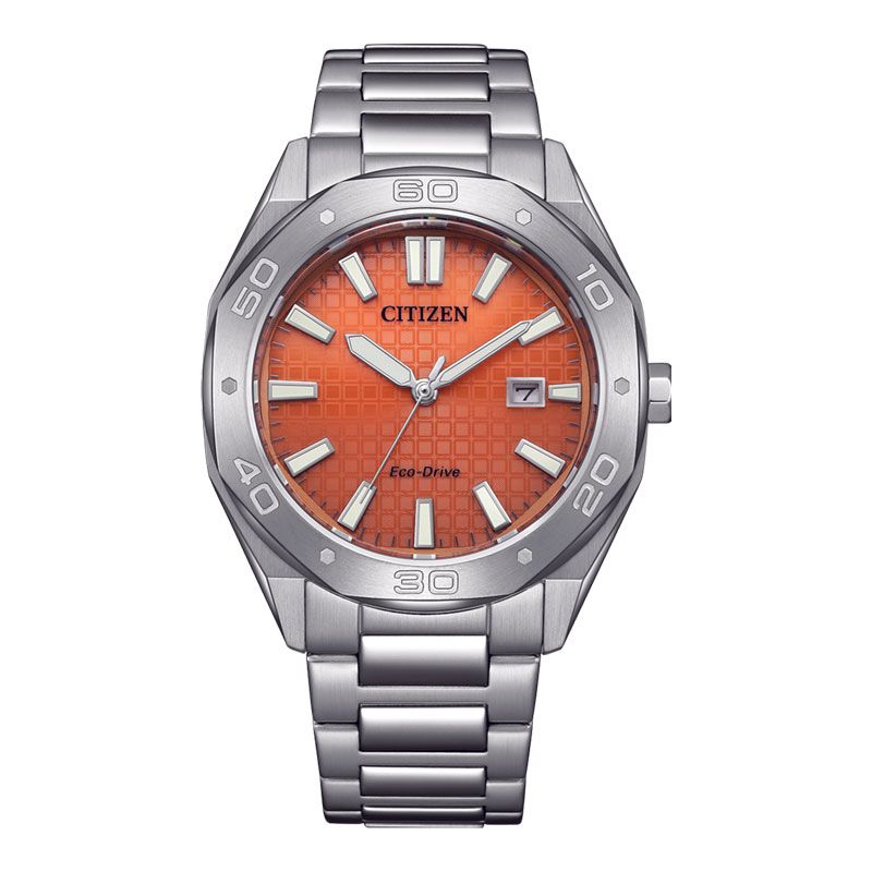 Citizen Eco Drive BM7630-80Z Men Orange Dial Stainless Steel Strap