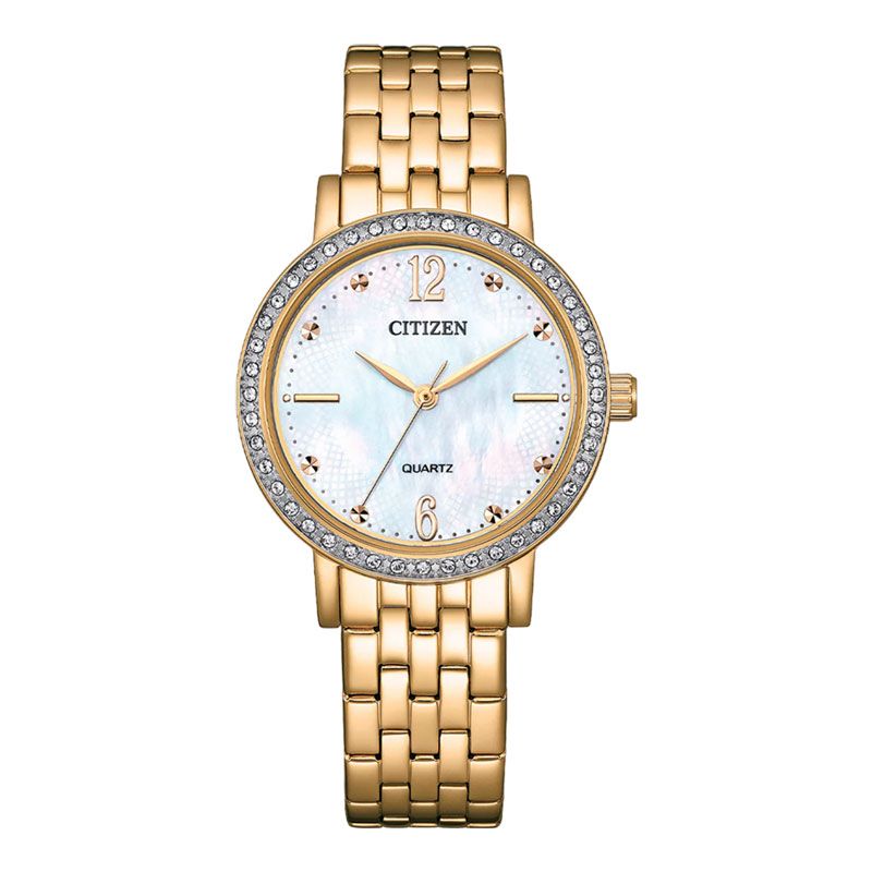 Citizen EL3103-57D Ladies Mother of Pearl Dial Gold Stainless Steel Strap