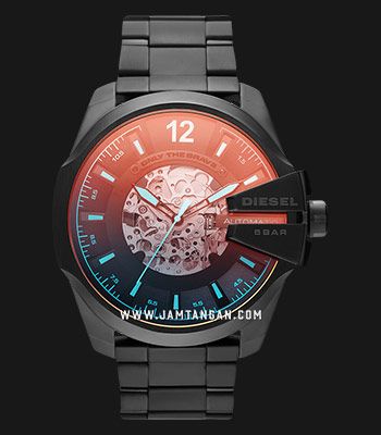 Diesel Mega Chief DZ7457 Automatic Semi Skeleton Dial Black 