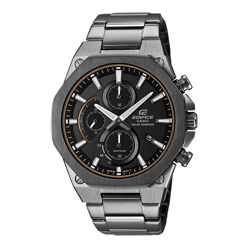 Casio Edifice Slim Line EFS-S570DC-1AUDF Tough Solar Black Dial Gunmetal  Stainless Steel Band