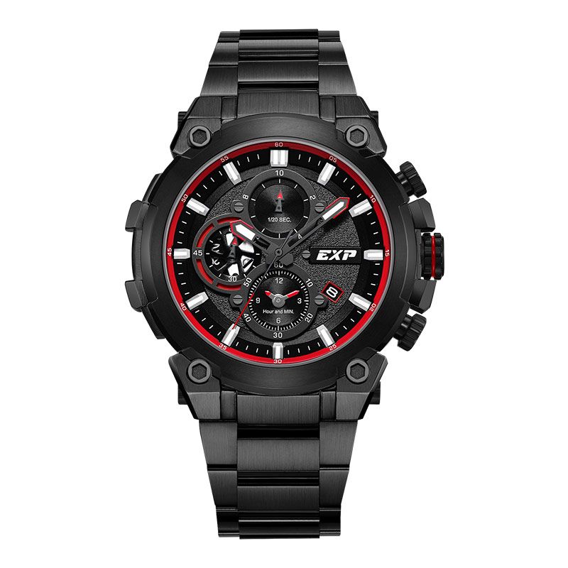 Expedition Chronograph E 6841 MC BIGBARE Men Black Dial Black