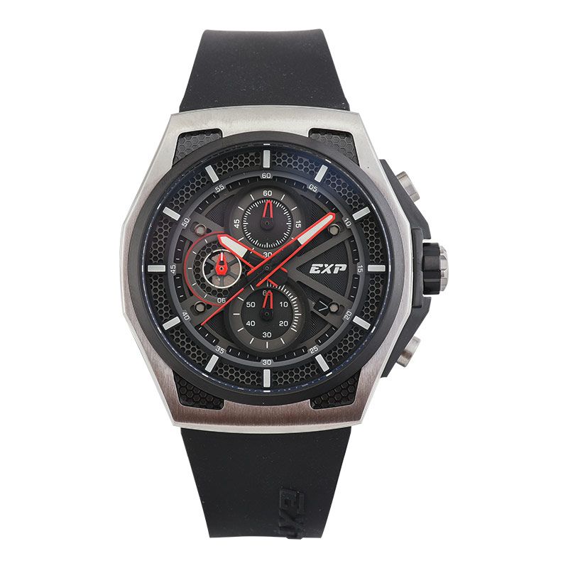 Expedition Chronograph E 6842 MC REPBA Men Black Dial Black Rubber