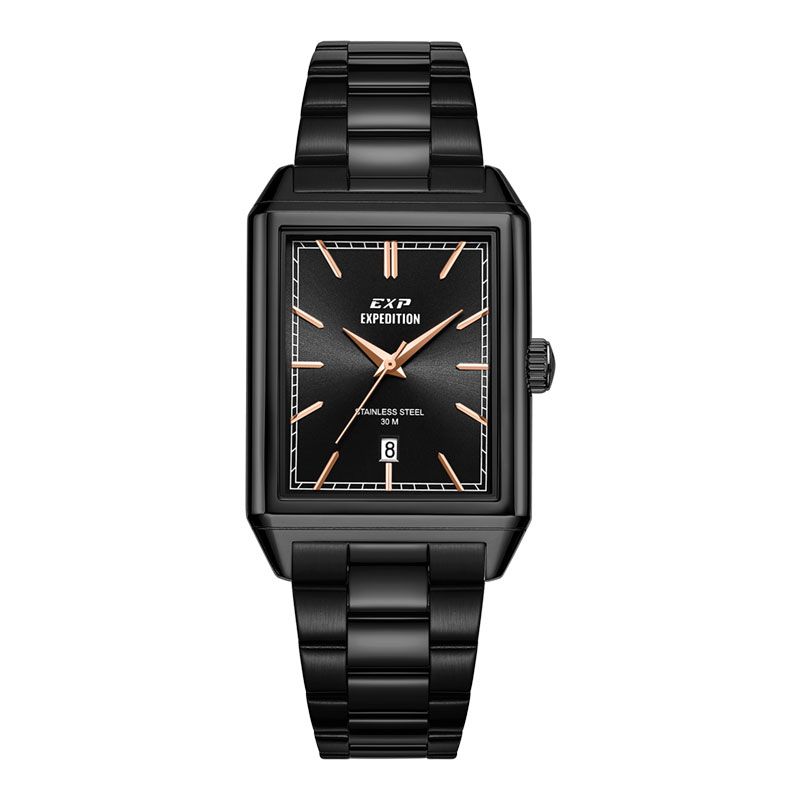 Expedition E 6866 MD BIPBARG Men Black Dial Black Stainless Steel Strap