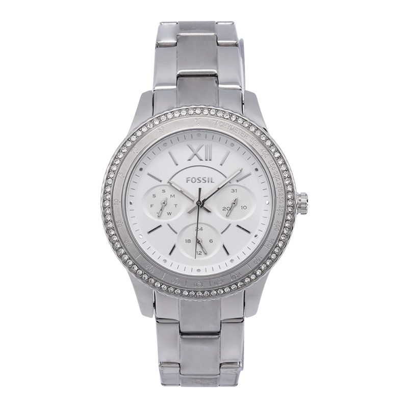 Fossil Stella ES5108 Sport Silver Dial Stainless Steel Strap