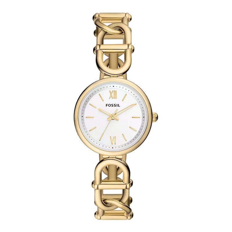 Fossil Carlie ES5272 Ladies Silver Dial Gold Stainless Steel Strap
