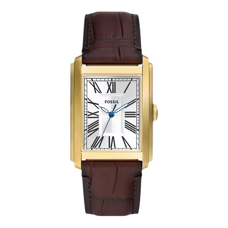 Fossil Carraway FS6011 Men Silver Dial Brown Leather Strap