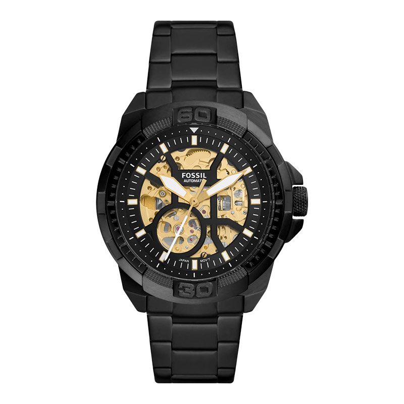 Fossil Bronson ME3217 Automatic Skeleton Dial Black Stainless 