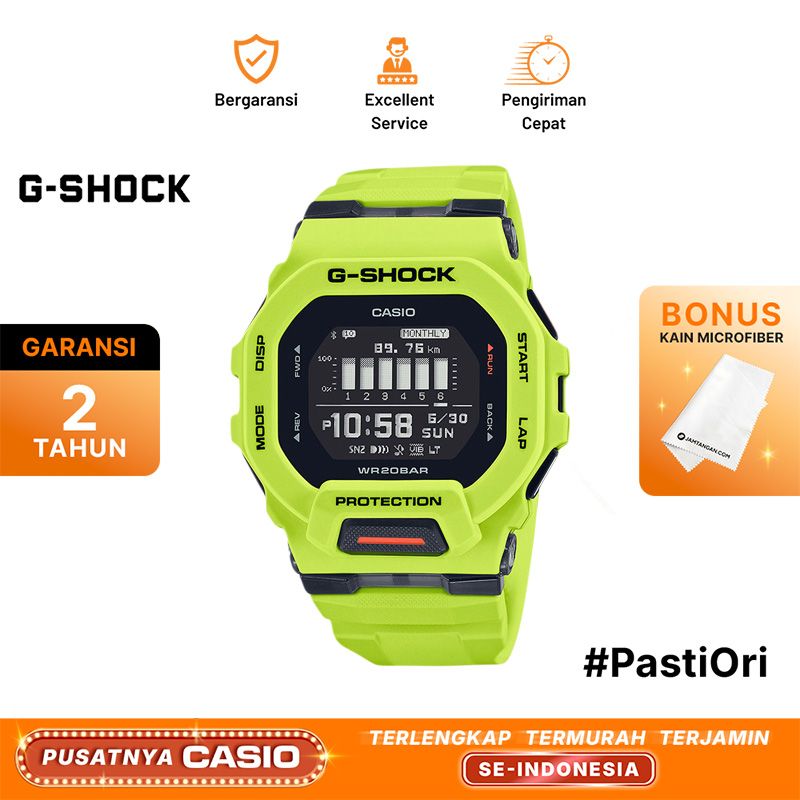 Casio G-Shock GBD-200-9DR G-Squad Men Black Digital Dial Green Lime Resin  Band