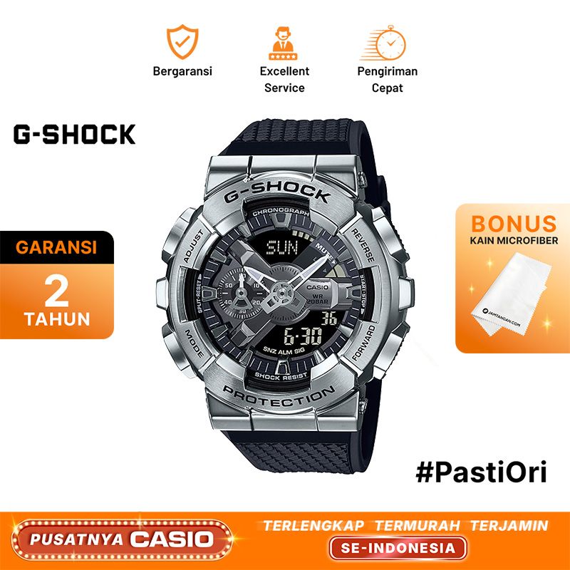 Casio G-Shock GM-110-1ADR Metalized Forged Series Men Digital Analog Dial  Black Resin Band