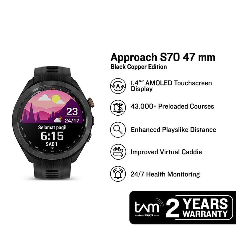 Garmin Approach S70 010-02746-74 Smartwatch 47mm Digital Dial