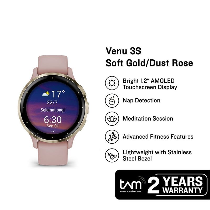 Rose Gold Garmin Venu Pilates Garmin Venu 3S 010-02785-53