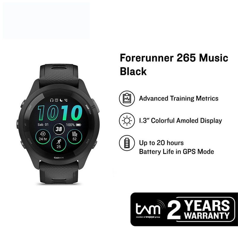 Garmin Forerunner 265 010-02810-50 Smartwatch Music Digital Dial