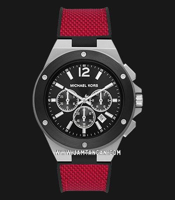 Michael Kors Lennox MK8943 Chronograph Men Black Dial Red Nylon 