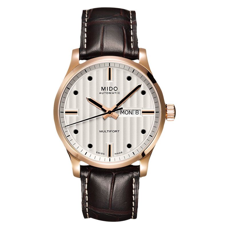 MIDO Multifort Automatic Silver Dial Brown Leather Strap