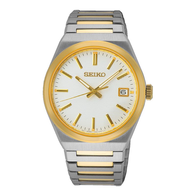 Seiko Classic SUR558 SUR558P1 Men White Dial Dual Tone Stainless