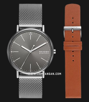 Skagen Signatur SKW1155SET Men Gray Dial Mesh Strap + Extra