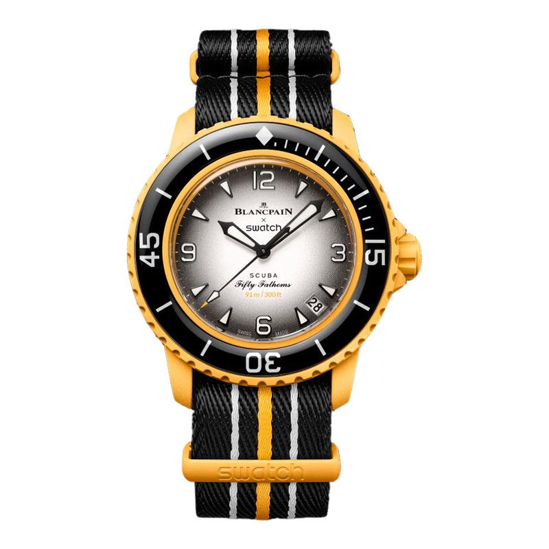 Swatch X Blancpain SO35P100 Bioceramic Scuba Fifty Fathoms Collection  Pacific Ocean NATO Strap