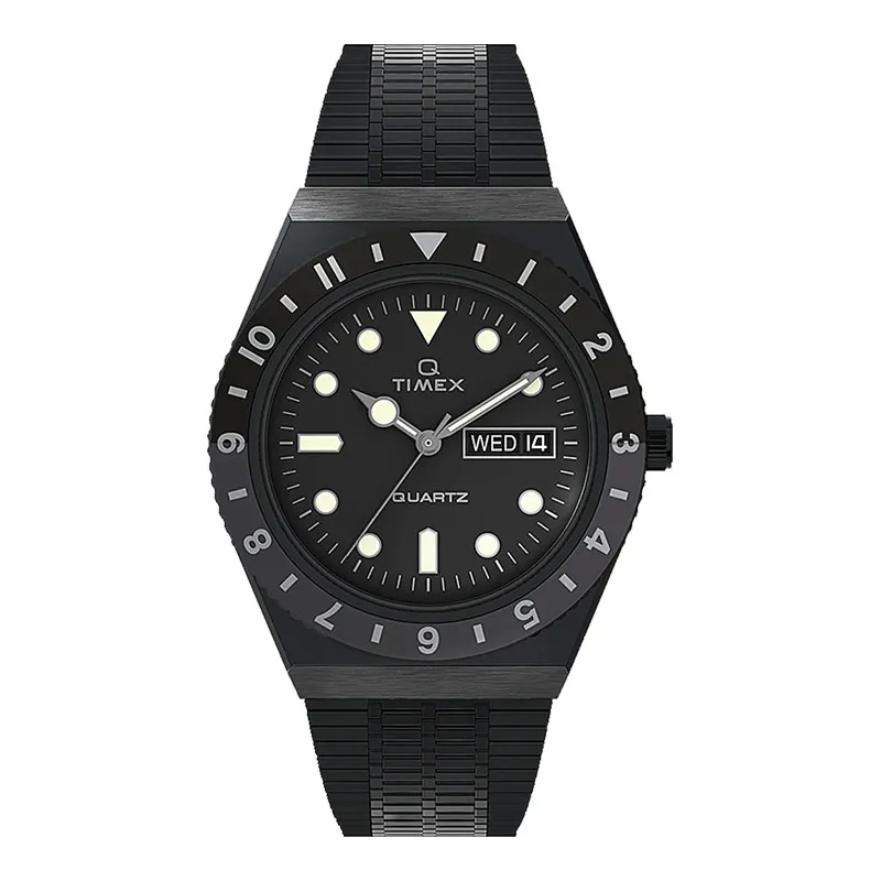 Timex Q TW2U61800 Reissue Black Dial Stainless Steel Strap