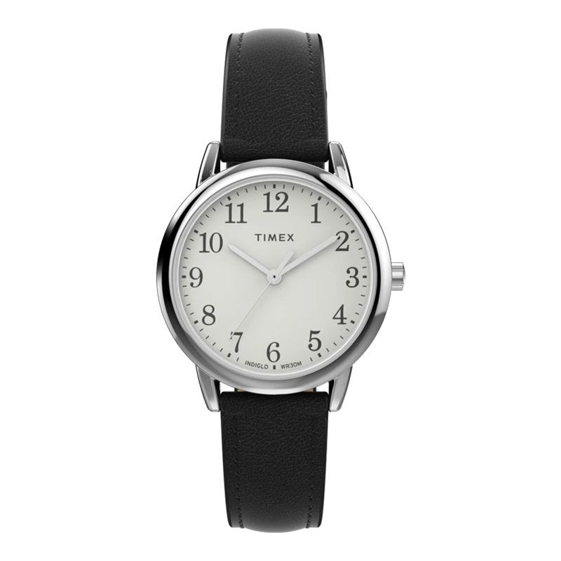 Timex Black Leather Strap Watches Women's Timex Easy Reader