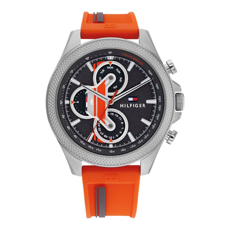 Tommy Hilfiger Clark 1792084 Men Dark Grey Dial Orange Silicone