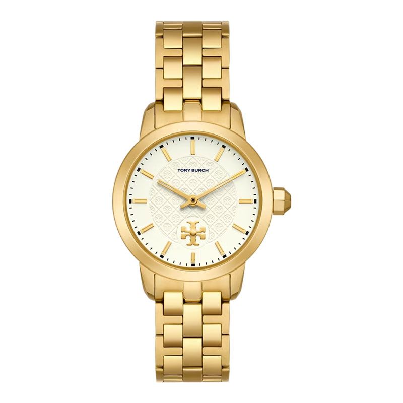 Tory Burch TBW1053 Ladies Beige Pattern Dial Gold Stainless Steel