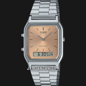 Casio General AQ-230A-4AMQYDF Vintage Digital Analog Dial Stainless Steel  Band
