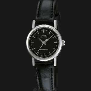 Casio LTP-1095E-1ADF Enticer Ladies Black Dial Black Leather