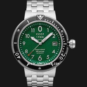 CCCP Kashalot Submarine CP-7004-55 Automatic Green Dial Stainless Steel  Strap