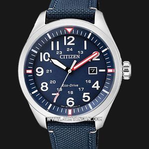 Citizenシチズン腕時計 逆輸入 Eco Drive ブルー ダイヤル メンズ