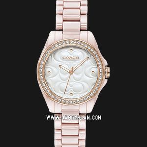 Coach Astor 14503256 Ladies Silver Dial Soft Pink Ceramic Strap