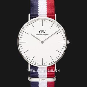 Daniel Wellington DW00100017 Classic Cambridge 40mm White Dial Multicolor  NATO Strap