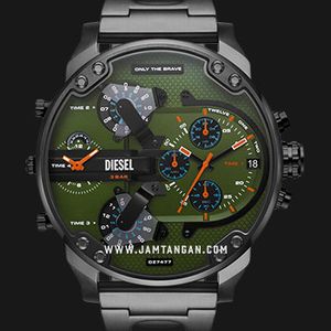 Diesel Daddy DZ7477 Green Dial Gunmetal Stainless Steel Strap