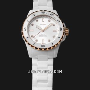 Fossil FB-01 CE1107 Ladies White Dial White Ceramic Strap