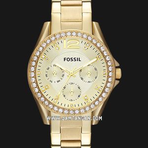 Fossil Riley ES3203 Gold Dial Gold Stainless Steel Strap