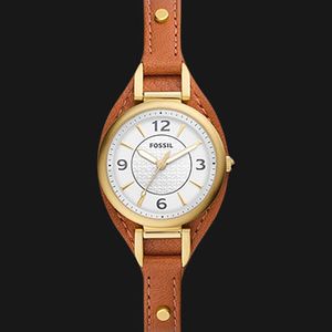 Fossil Carlie ES5215 Ladies White Dial Medium Brown Eco  display picture 2