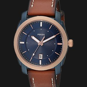 Fossil FS5266 Men Machine 3-Hand Date Brown Leather Watch