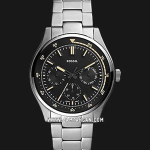 Fossil Belmar FS5575 Multifunction Mens Black Dial Stainless Steel Strap