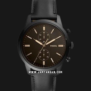 Fossil Townsman FS5585 Chronograph Black Dial Black Leather Strap