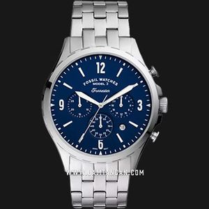 Fossil Forrester FS5605 Chronograph Men Blue Dial Stainless Steel