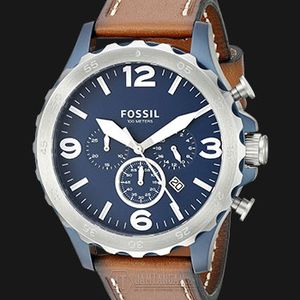 Fossil JR1504 Nate Chronograph Brown Leather Strap Watch