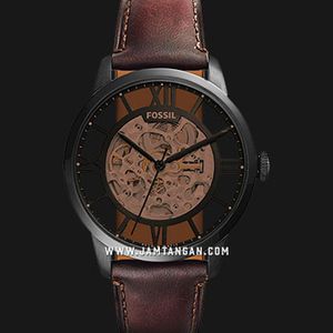 Fossil Townsman ME3098 Brown Skeleton Dial Dark Brown Leather
