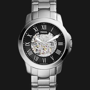 Fossil ME3103 Grant Black Skeleton Dial Stainless Steel Bracelet