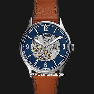 Fossil ME3179 Forrester Automatic Mens Blue Dial Brown Leather