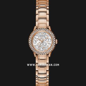 GUESS Gem Women\'s Luxury Quartz Watch Rose Gold with Inlay Diamonds GW0028L3 NWT Guess Gem GW0028L3 Ladies White Glitz Dial Rose Gold  main image 4