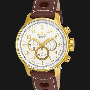 INVICTA S1 Rally 16011 Chronograph Gold Silver Dial Brown Leather